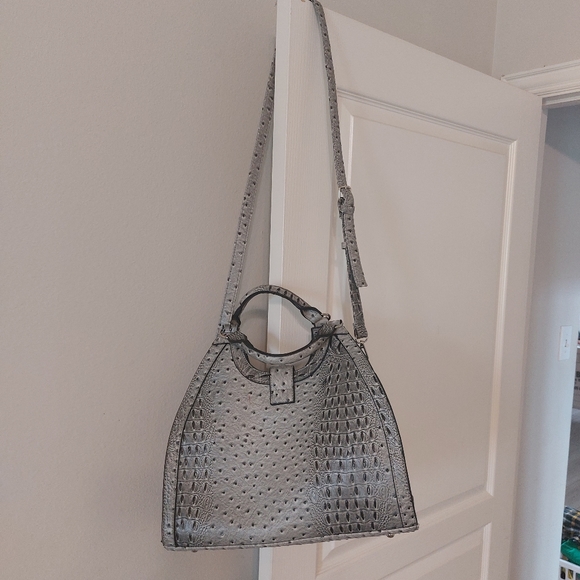 CATO Women's Faux Crocodile Print Large Fashion Gray and Black Handbag - Picture 3 of 15